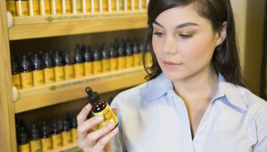 Woman looking at alternative medicine in a store.