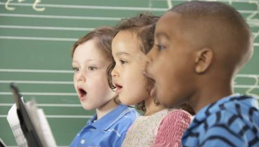 Children singing.