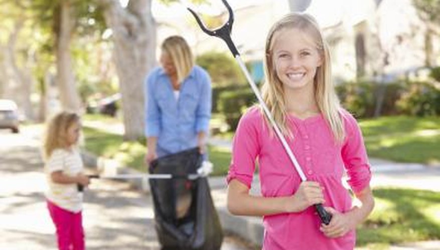 Being of service, cleaning up the street.