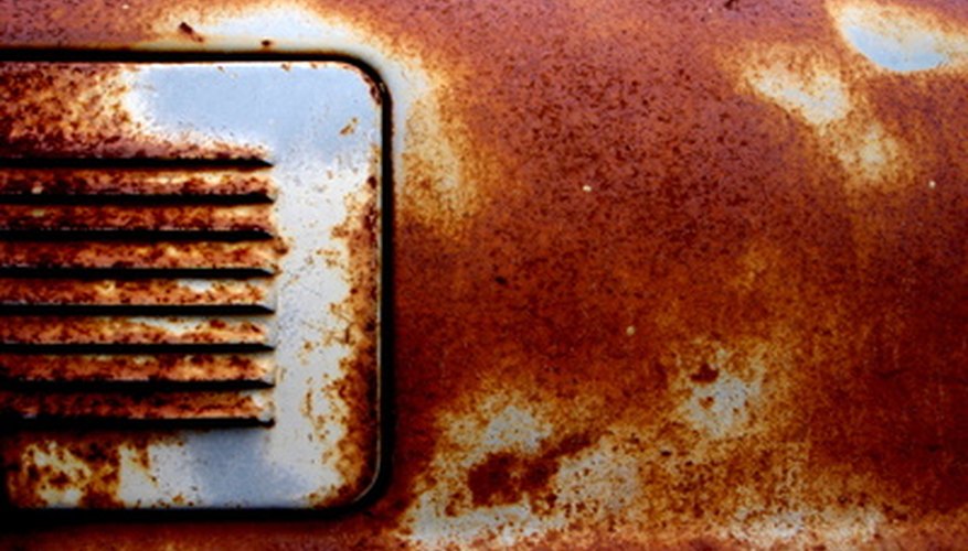 A metal surface is coated in plastic to avoid rust forming.
