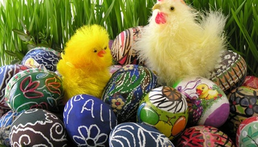 Painted eggs can be simple or very ornate.