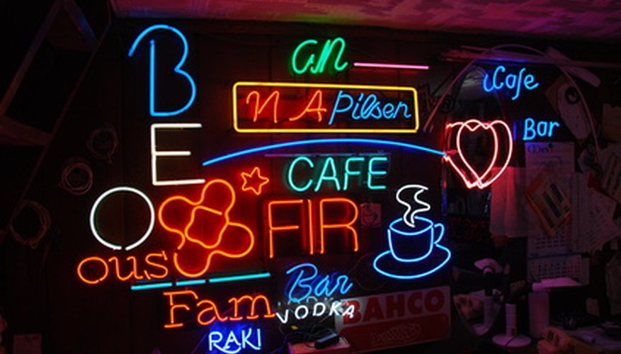 Neon storefront signs are marketing communication tools.