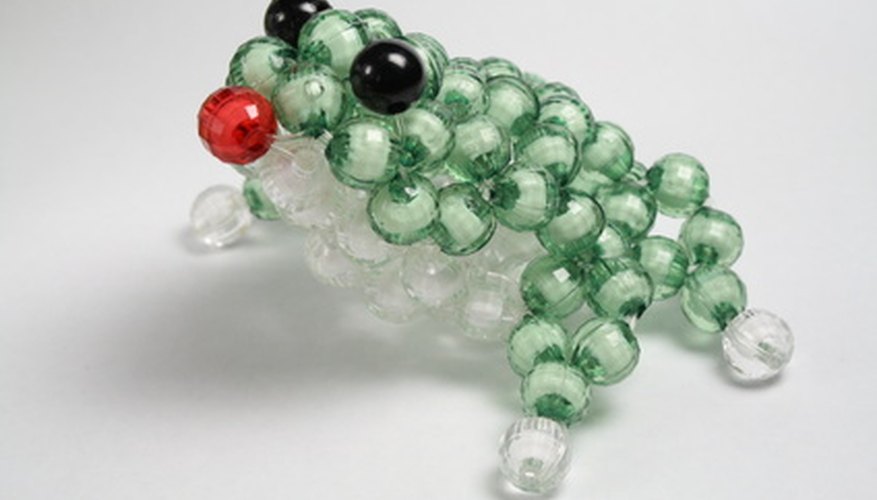 3-D animals are created by stinging beads onto bent wire.