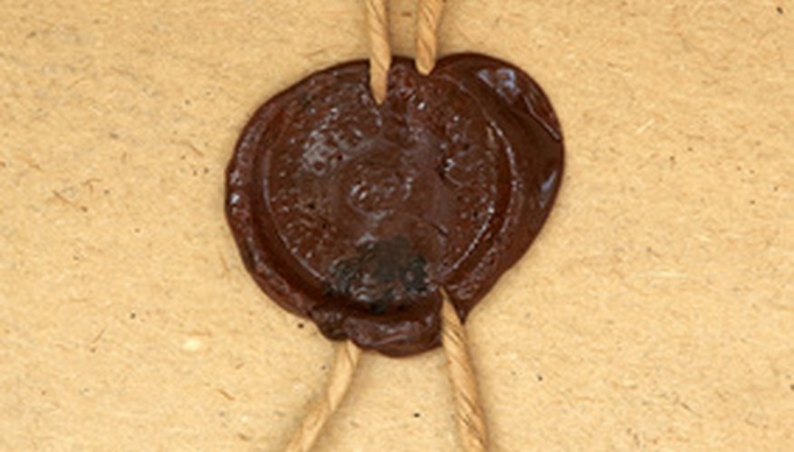 An old wax seal attached to a document.