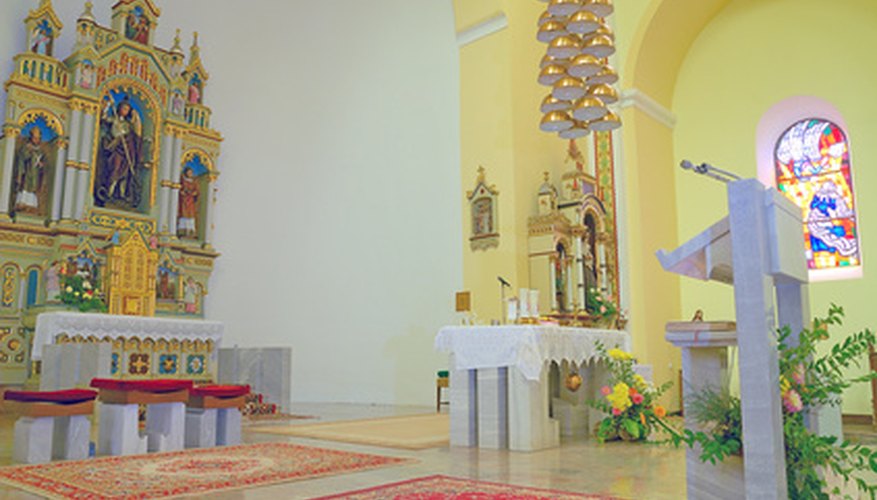 The church pulpit adds to the decor of the building.