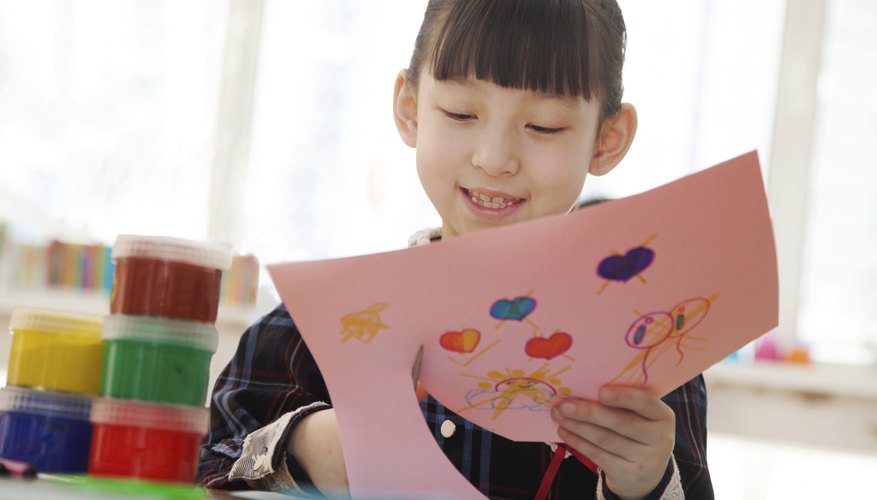 Young student working on crafts.