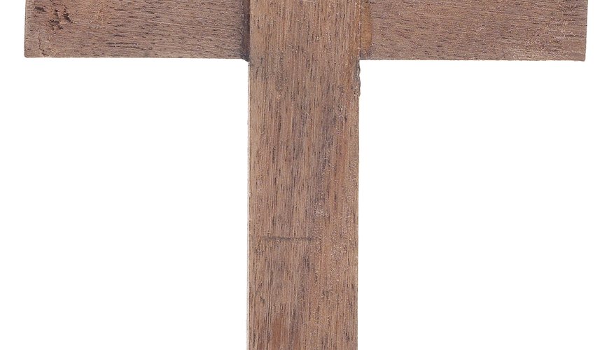 A rough wooden cross is often set out during the Lenten season.
