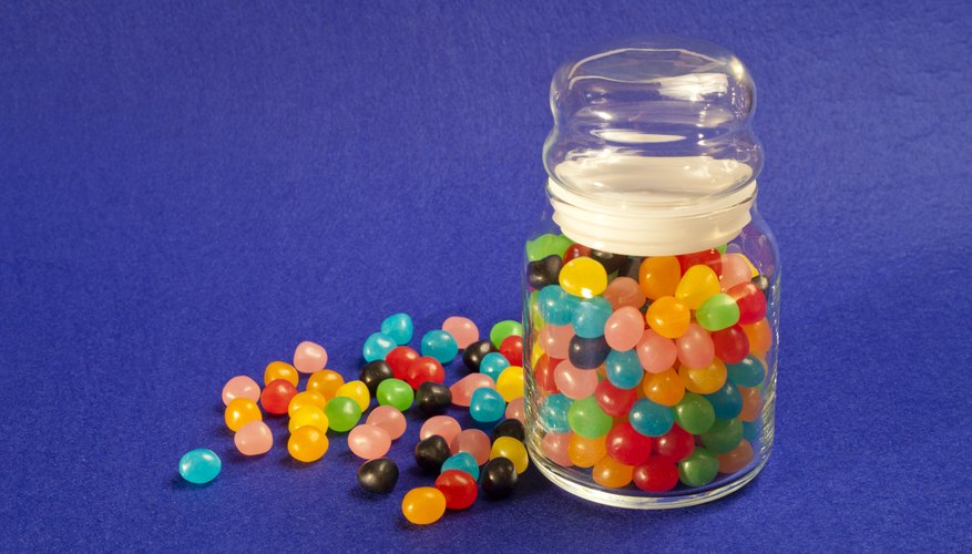 Jelly beans in a glass jar.