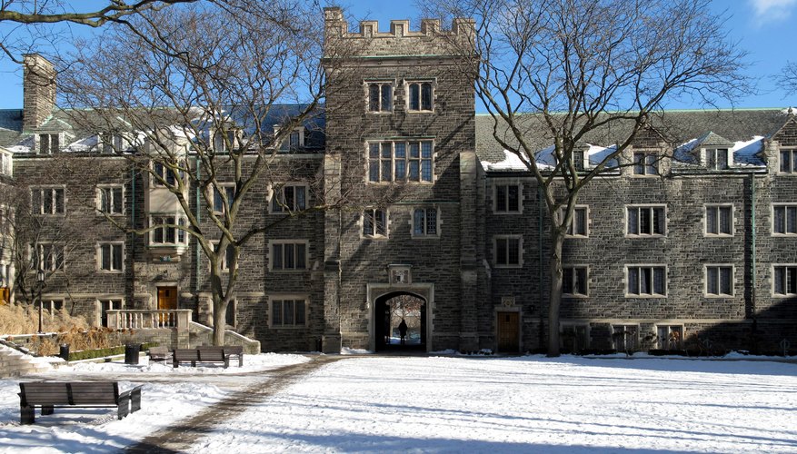 Gothic building in winter at University of Toronto