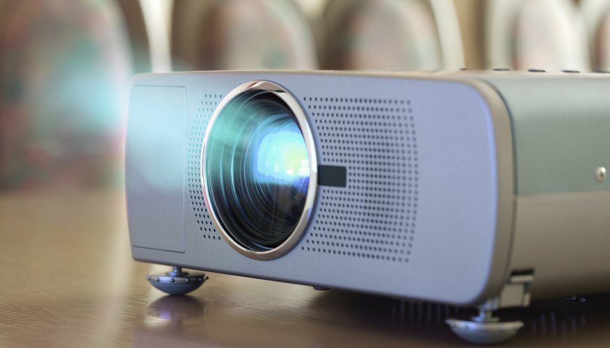 Close-up of projector in classroom.