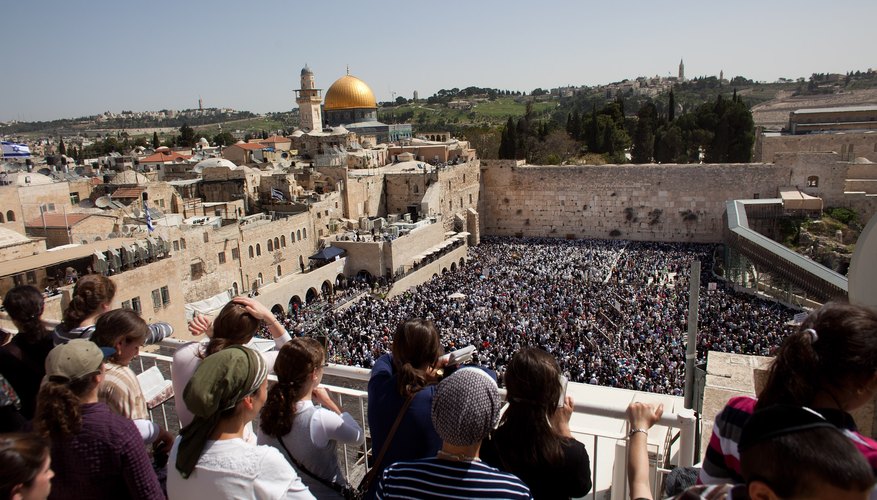 Thousands of Jews gather at the Western Wall to celebrate Passover.