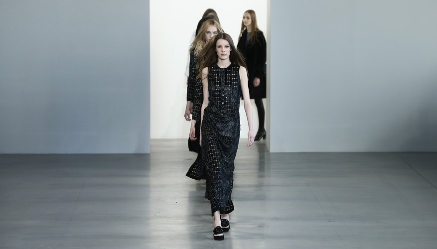 A model walks the runway in a Calvin Klein Collection fashion show.