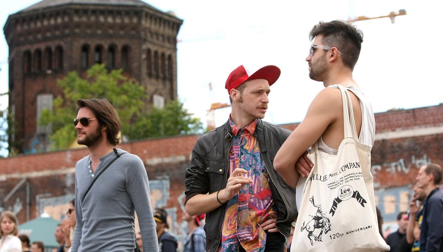 Men celebrate hipster fashion at the 2012 Hipster Olympics in Berlin, Germany.