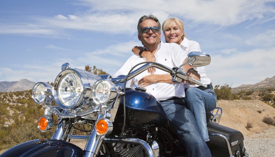 Senior couple on motorcycle road trip