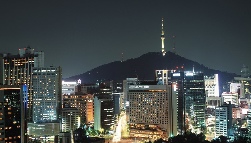 Seoul has grown into a major city for business, as evidenced by its glittering skyline.