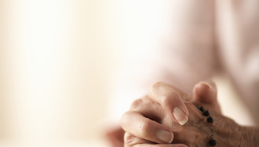 Rosary beads are used during mass and independent prayer.