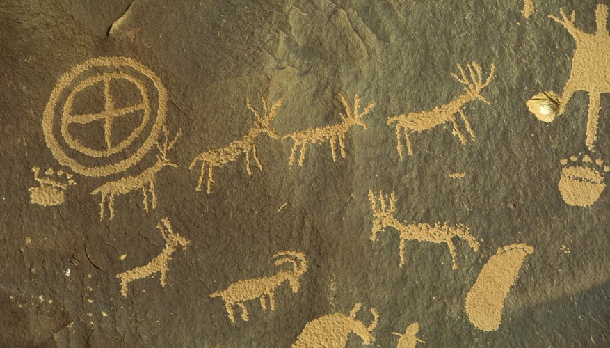Close-up of cave drawings.