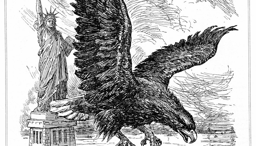 An eagle next to the Statue of Liberty could be interpreted as patriotic propaganda..