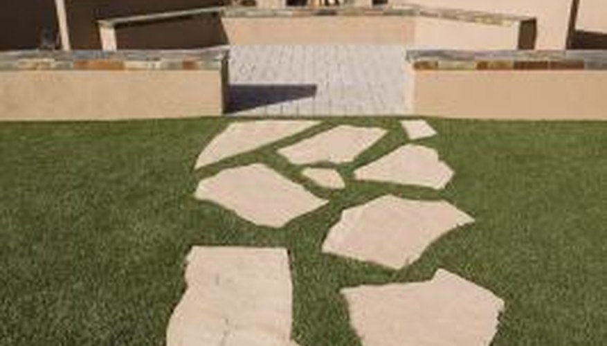 Change the colour of flagstone using a mild concrete stain.