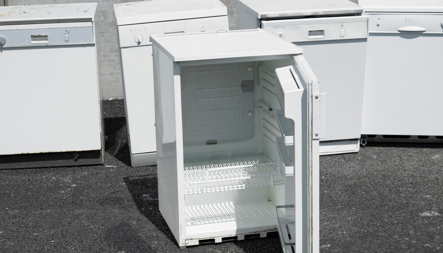 Mini-fridge and other appliances set outside