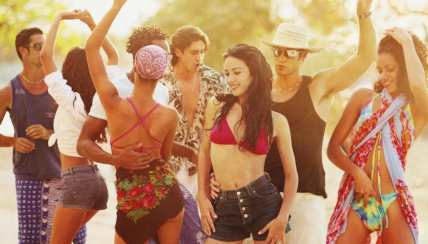 Beach-themed attire may be as simple as cutoffs and a bikini top.