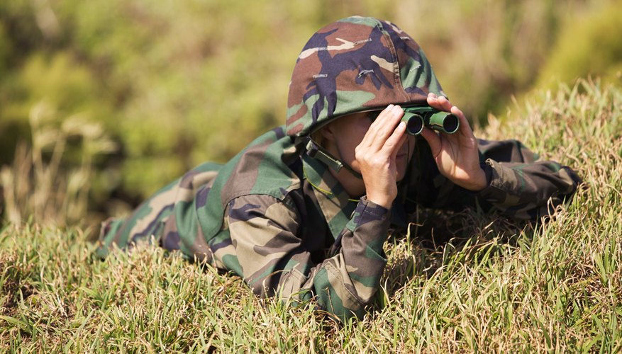 Soldier looking through binoculars