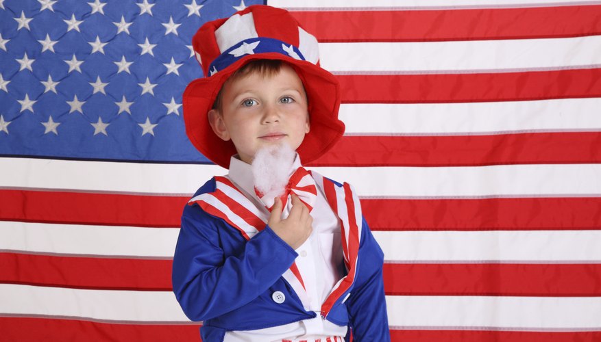 Boy wearing Uncle Sam costume.