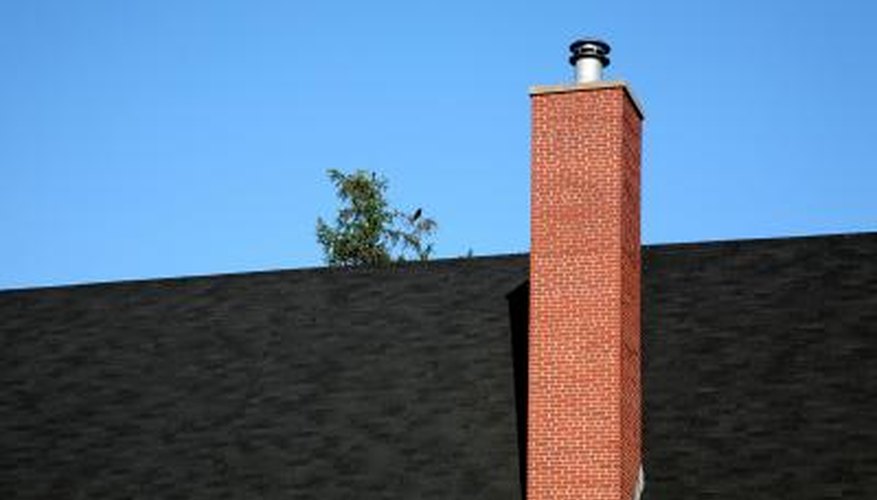 Cementitious mortar forms a watertight bond between bricks in a chimney.