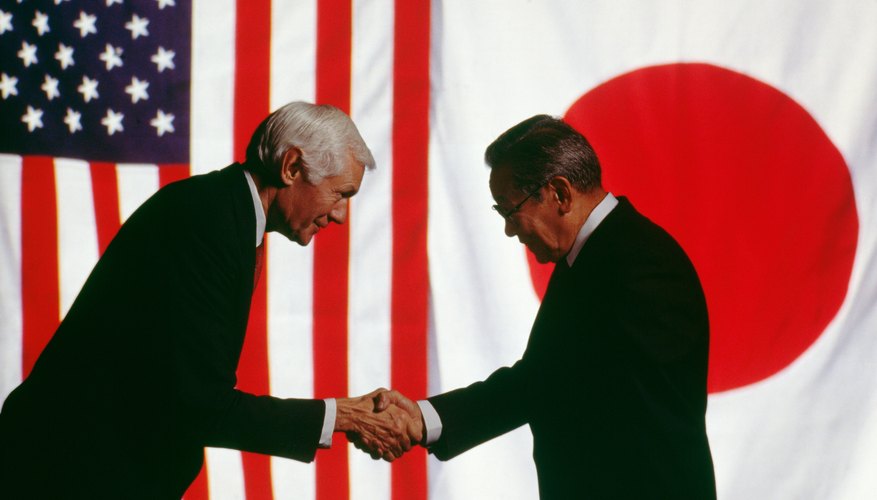 Shaking hands is a respectful greeting among dignitaries in many nations.