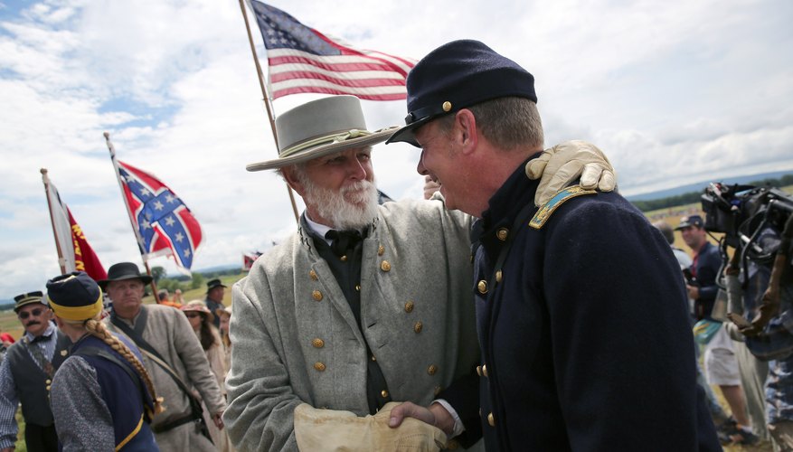 Performers re-enact the United States Civil War on its 150th anniversary date.