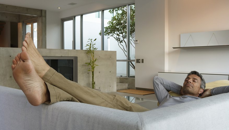 Man resting with feet up