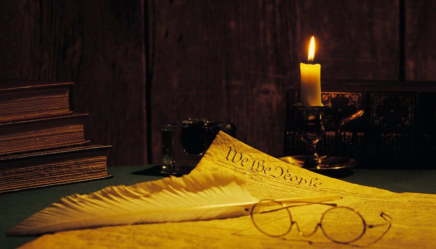 The Constitution defines the separation of powers between the three branches of government and the states.