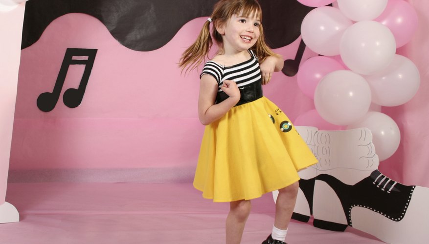 Preschooler dancing at sock hop