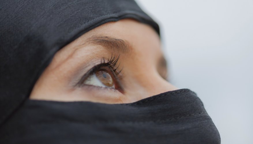 Close up of a veiled young woman