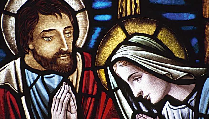 Stained glass of the Virgin Mary.