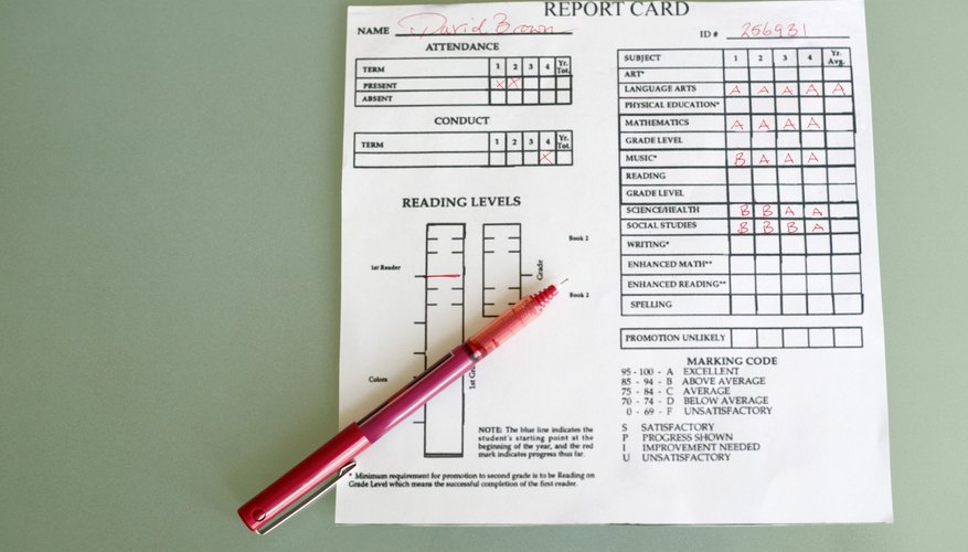 Red pencil sitting on top of report card