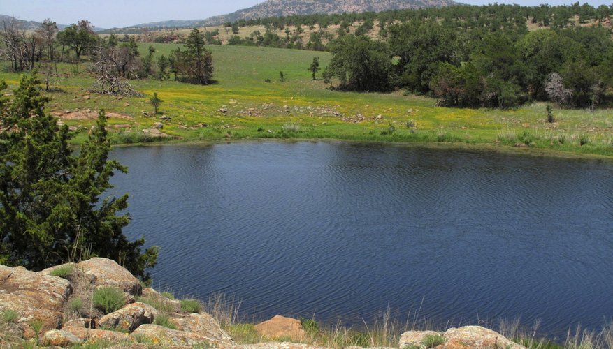 Oklahoma landscape with small reservoir.