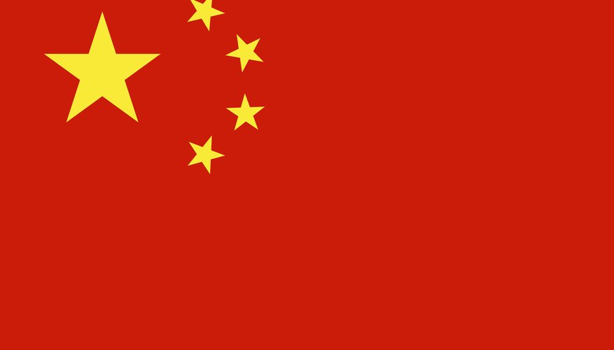 A closeup of China's national flag which represents a country that practices and upholds the laws of Communism