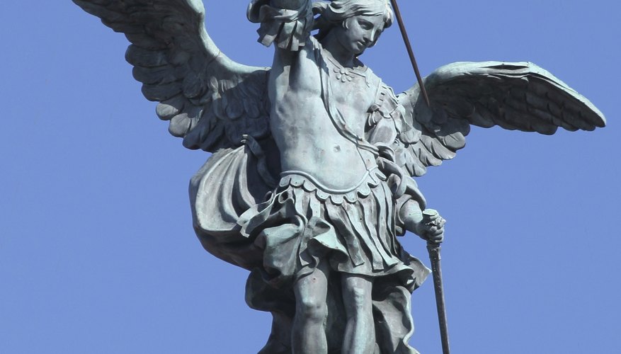 St. Michael Archangel statue on top of St. Angel castle in Rome.