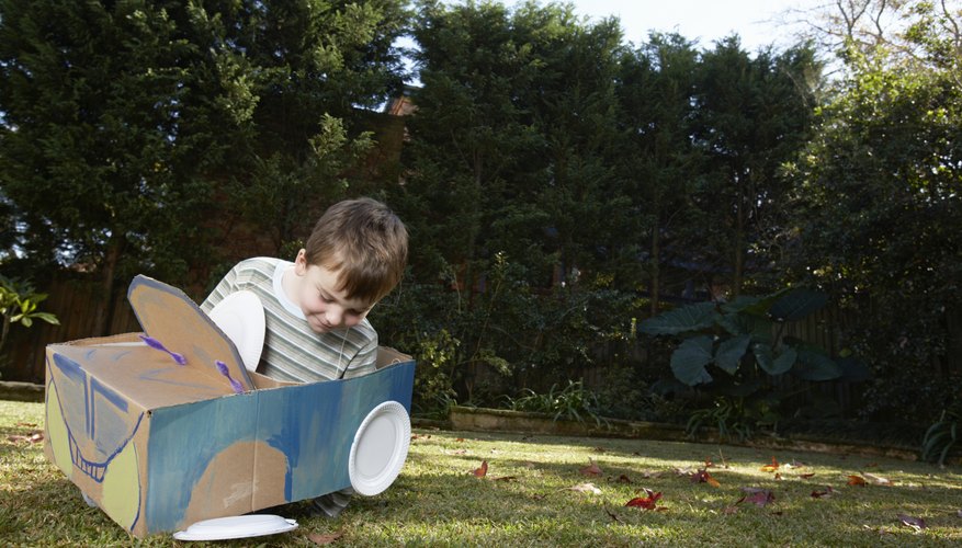 You can create a car out of a box and paper plates.