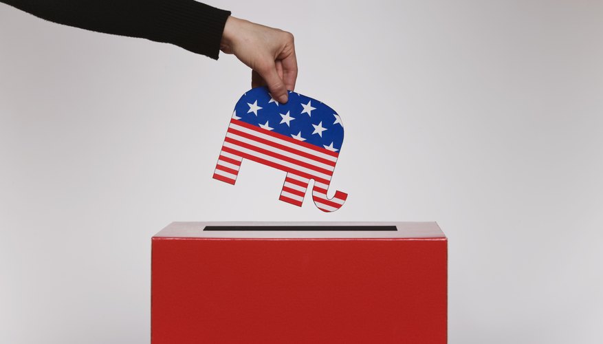 Individual placing politically symbolic symbol into voting box