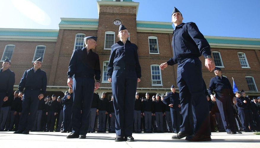 ROTC students preparing for a drill on campus