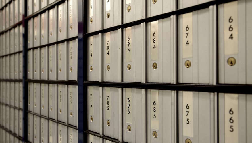 A wall of post office boxes