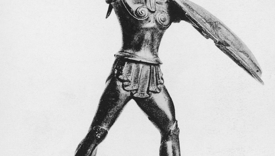 A Greek hoplight wearing his Corinthian helmet with horsehair crest.
