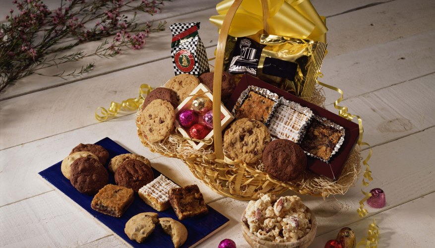 A gift basket of your boyfriend's favorite treats can lift his spirits.