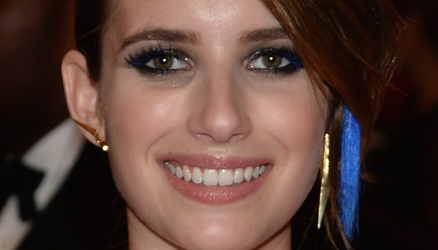 Actress Emma Roberts sports a chic chunk of blue hair.