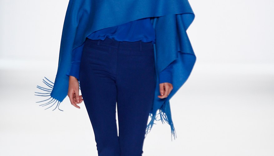A model sports a combination of navy and electric blue at Autumn/Winter Fashion Week in Berlin in January 2014.