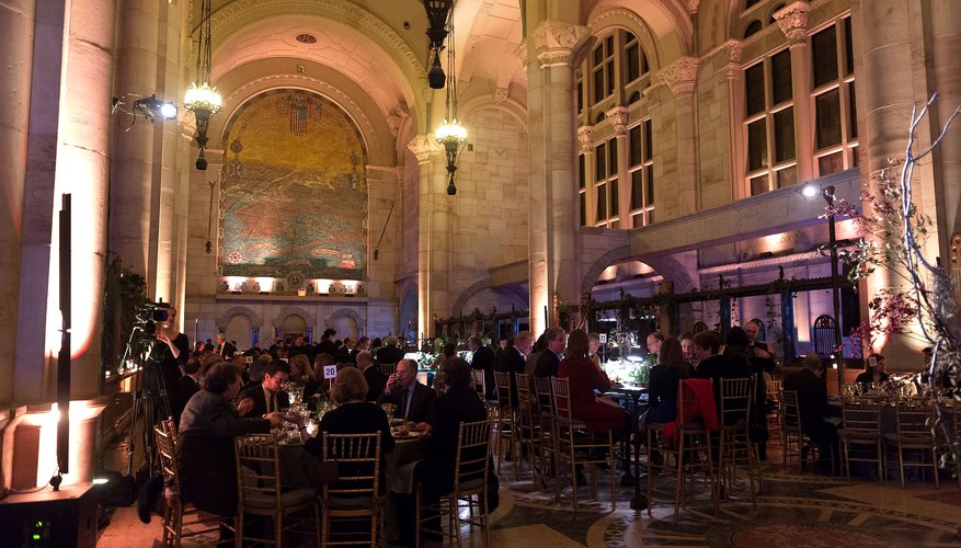 Guests enjoy dinner at the BAM Theater Gala in New York City.