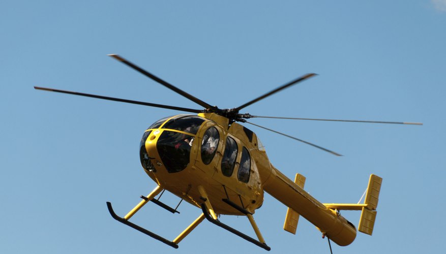 A tourist helicopter in flight.