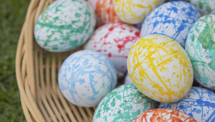 Basket of eggs for an Easter egg hunt